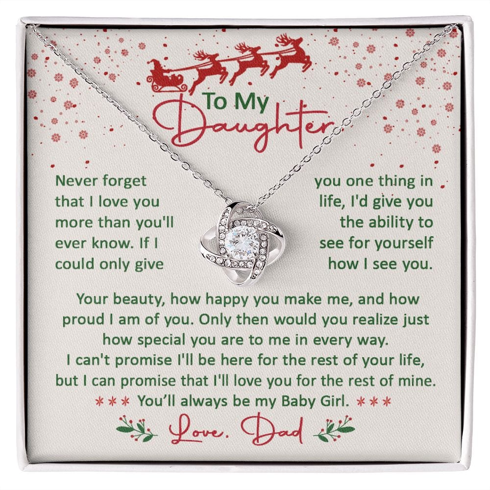 Gift For Daughter - Never Forget I Love You - Love Knot Necklace With Message Card - Gift For Birthday, Anniversary, Christmas From Dad, Father