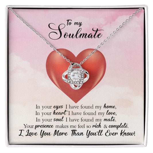 Gift For My Soulmate - In Your Heart - Love Knot Necklace - Gift For Wife From Husband, Birthday, Anniversary, Christmas, Mother's Day, Valentine's Day