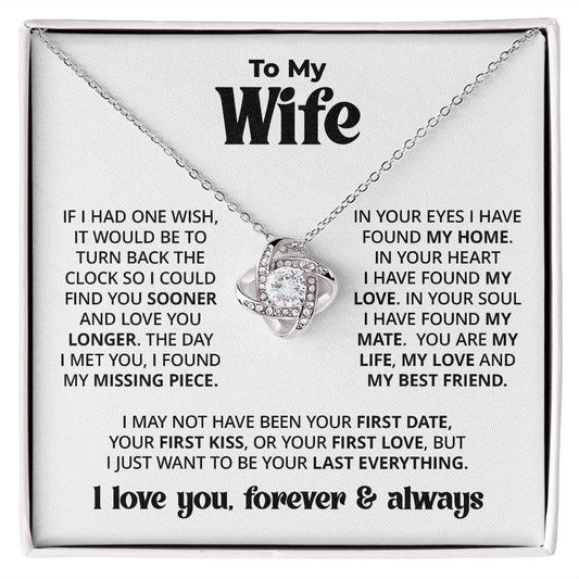 Gift For My Wife - Turn The Clock - Love Knot Necklace - Gift For Wife For Birthday, Anniversary, Christmas, Mother's Day, Valentines Day