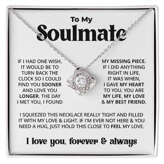 Gift For My Soulmate - Missing Piece - Love Knot Necklace - Gift For Soulmate For Birthday, Anniversary, Christmas, Mother's Day, Valentines Day