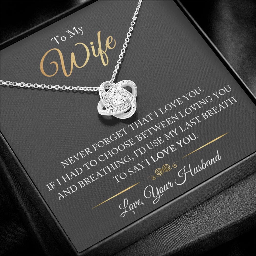 Gift For My Wife - Never Forget - Love Knot Necklace - Gift For Wife From Husband, Birthday, Anniversary, Christmas, Mother's Day