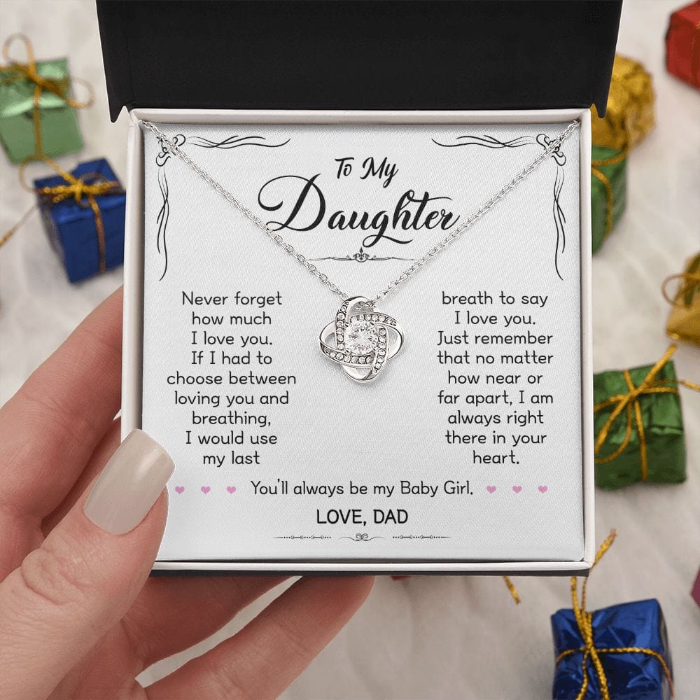 Gift For Daughter - When Life Tries - Love Knot Necklace With Message Card - Gift For Birthday, Christmas From Dad, Father, Daddy