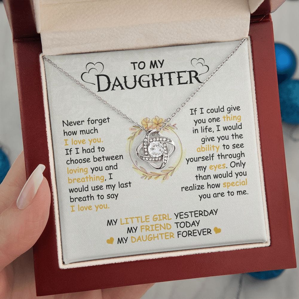 Gift For Daughter - One Thing - Love Knot Necklace With Message Card - Gift For Birthday, Christmas From Dad, Father, Mom, Mother