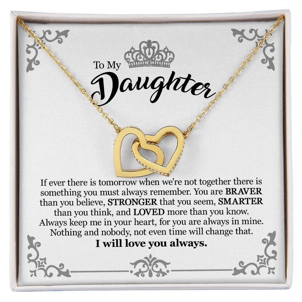 Gift For Daughter From Mom Dad - Keep Me In Your Heart - Interlocking Hearts Necklace With Message Card