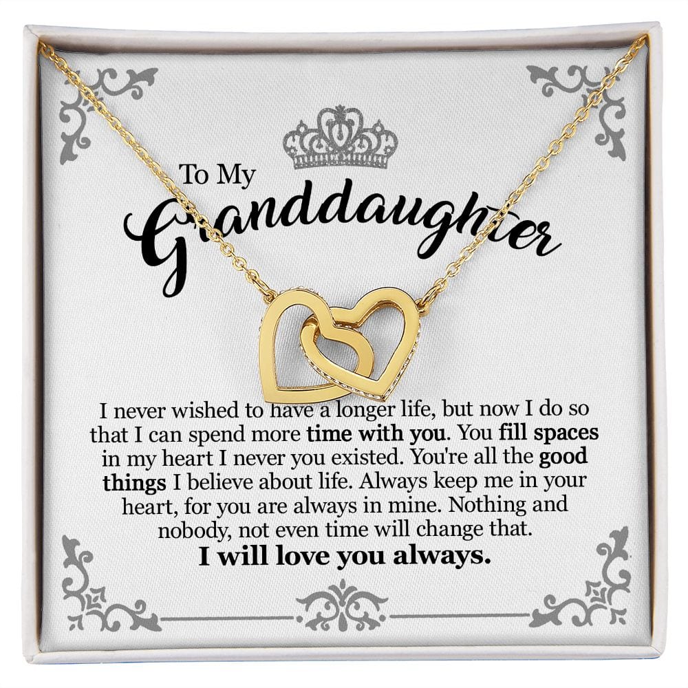 Gift For Granddaughter From Grandmother Grandfather - You Fill Spaces - Interlocking Hearts Necklace With Message Card