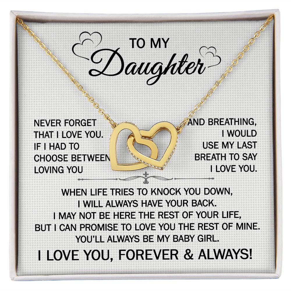 NEW Gift For Daughter - When Life Tries - Interlocking Hearts Necklace With Message Card - Gift For Birthday, Anniversary, Christmas From Dad, Father