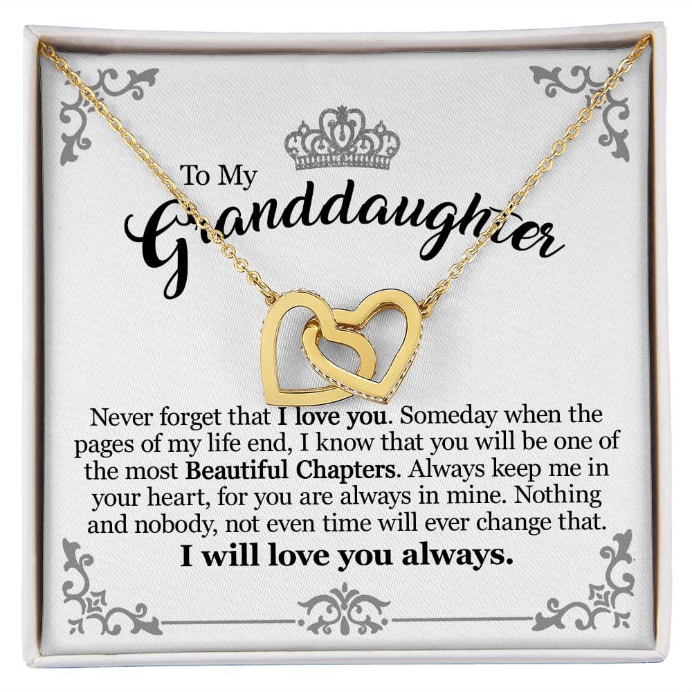 Gift For Granddaughter From Grandmother Grandfather - Most Beautiful Chapter - Interlocking Hearts Necklace With Message Card