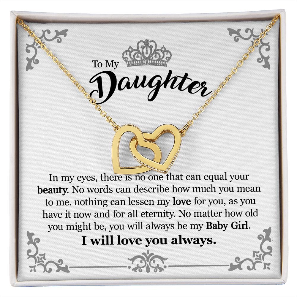 Gift For Daughter From Mom Dad - In My Eyes - Interlocking Hearts Necklace With Message Card
