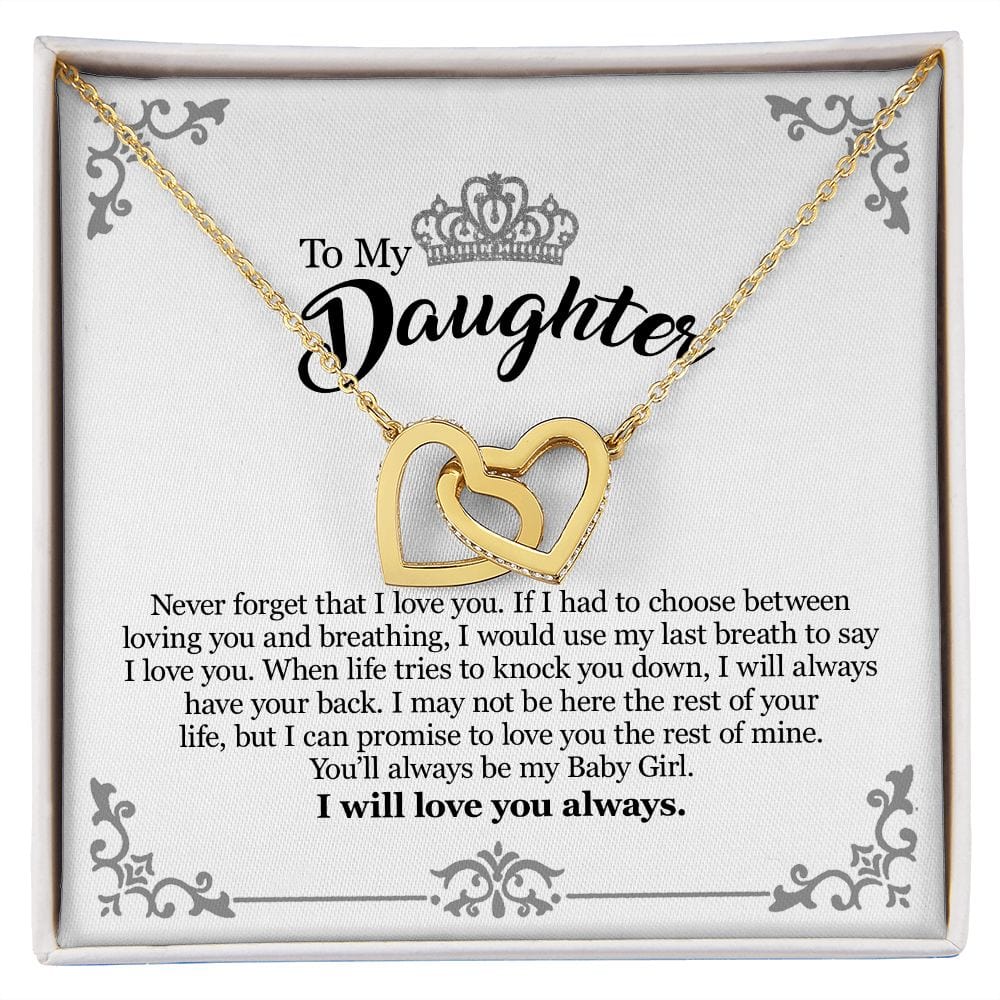 Gift For Daughter - When Life Tries - Interlocking Hearts Necklace - Gift For Birthday, Anniversary, Christmas From Dad, Father