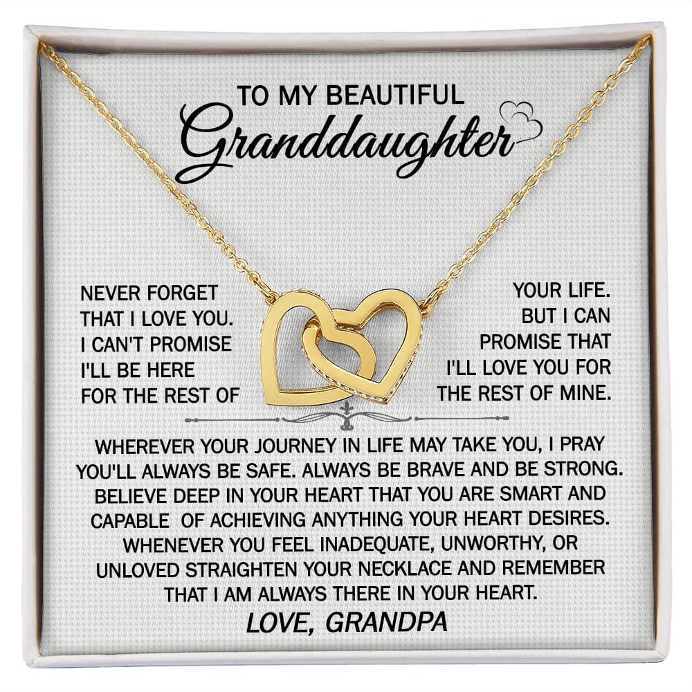 Gift For Granddaughter From Grandpa - Wherever Your Journey - Interlocking Hearts Necklace With Message Card