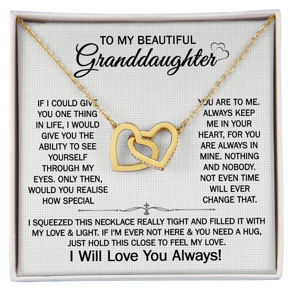 Gift For Granddaughter From Grandmother Grandfather - You Are Special - Interlocking Hearts Necklace With Message Card