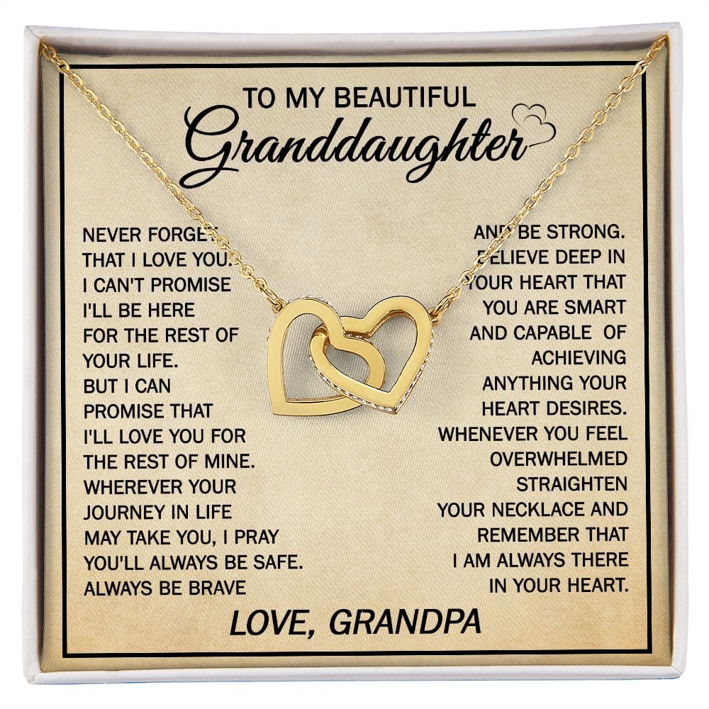 Gift For Granddaughter From Grandpa - Whenever You Feel Overwhelmed - Interlocking Hearts Necklace With Message Card