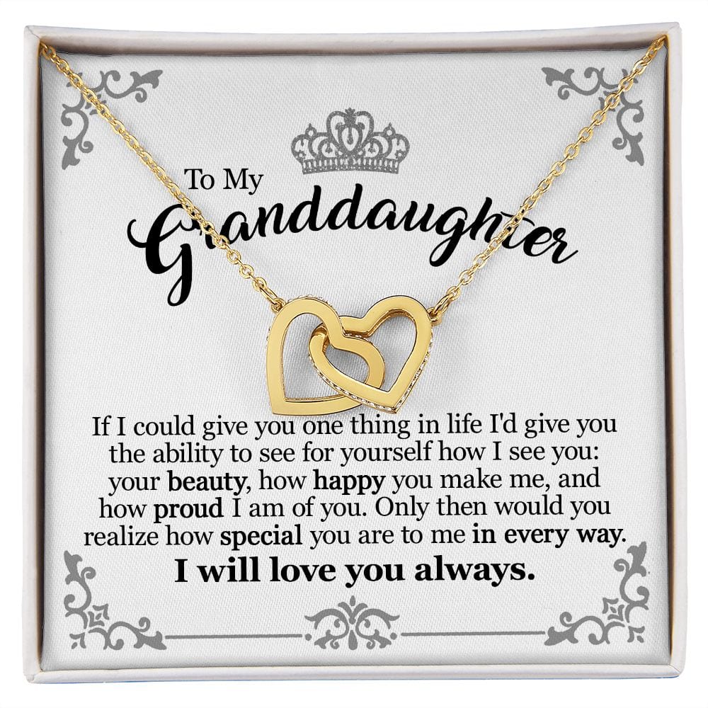 Gift For Granddaughter From Grandmother Grandfather - You Are Beauty - Interlocking Hearts Necklace With Message Card