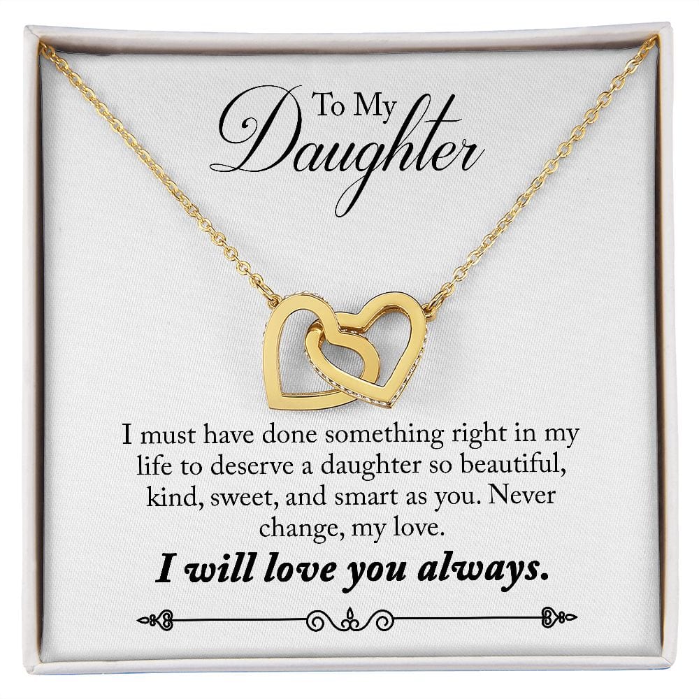 FREE SHIPPING Gift For Daughter - Something Right - Interlocking Hearts Necklace Message Card - Gift For Birthday, Christmas From Dad, Mom