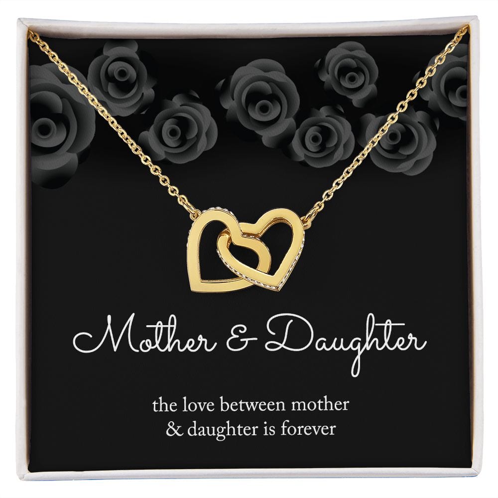 Gift For Daughter - The Love Between A Mother And A Daughter - Interlocked Hearts Necklace With Message Card - Mother Daughter Necklace Mom Necklace, Daughter Gift from Mom, Mothers Day Necklace, Mom and Daughter Necklace
