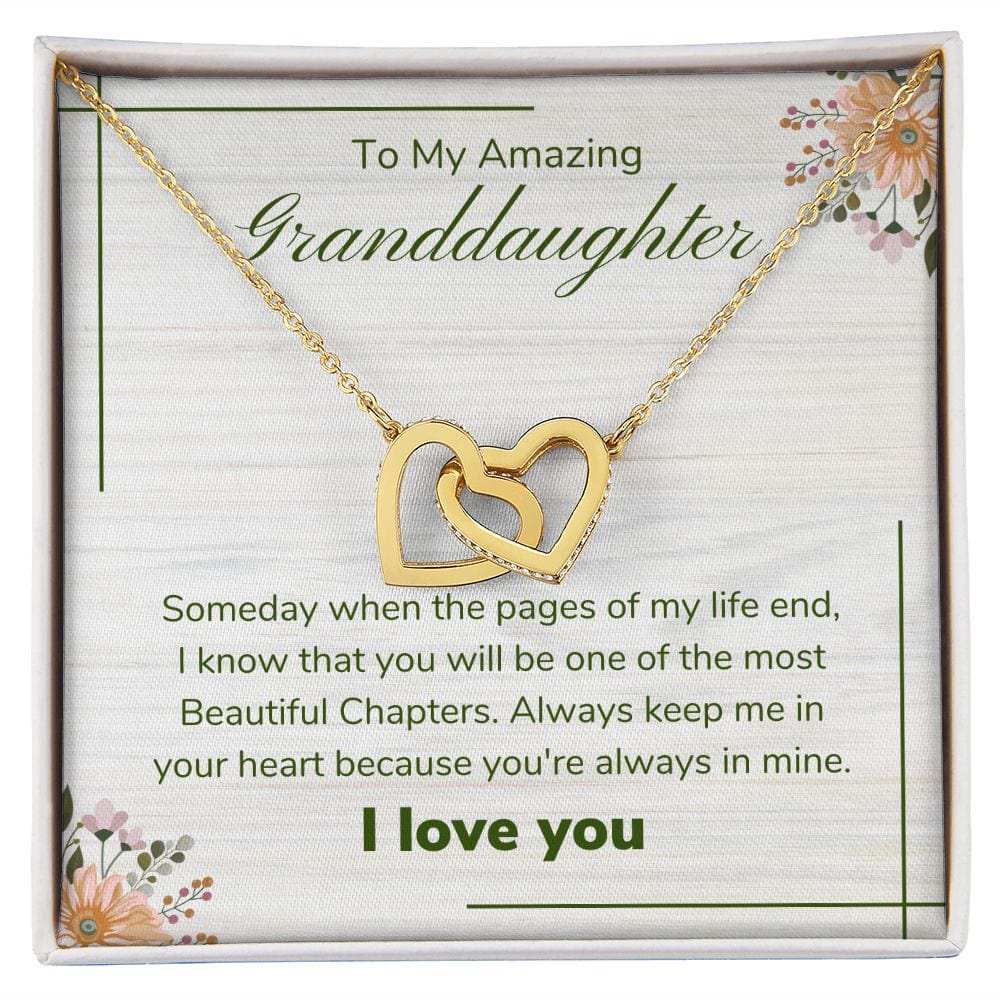 Gift For Granddaughter - Beautiful Chapter - Interlocking Hearts Necklace - Gift For Birthday, Anniversary, Christmas From Grandmother, Grandfather
