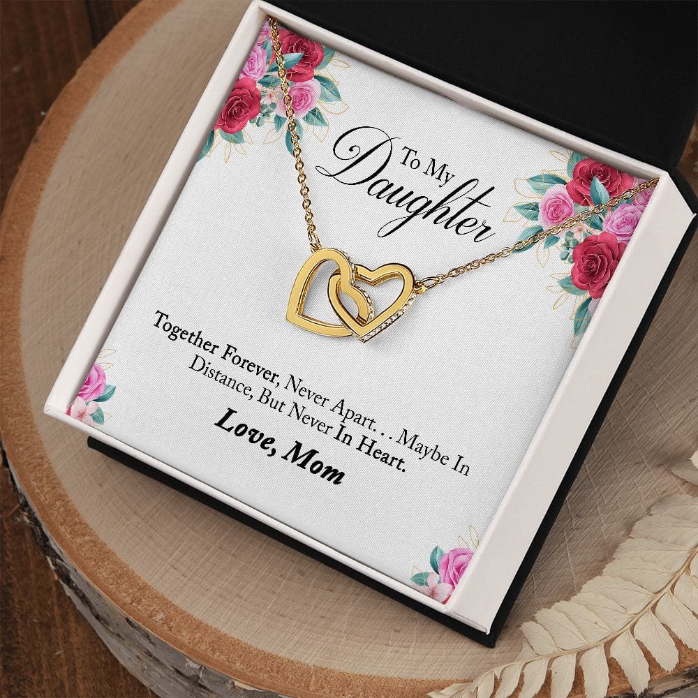Gift For Daughter - Together Forever - Interlocking Hearts Necklace Message Card - Gift For Birthday, Christmas From Dad, Mom