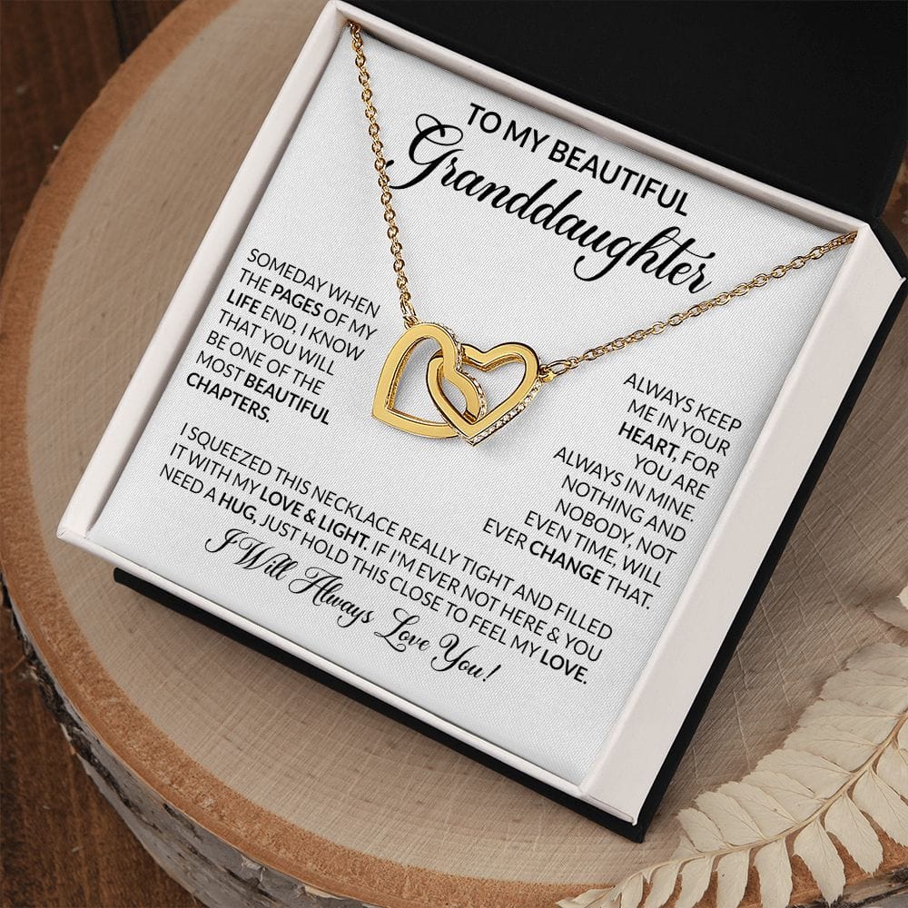 Gift For Granddaughter - Beautiful Chapter - Interlocking Hearts Necklace With Message Card - Gift For Birthday, Graduation, Christmas From Grandma, Grandpa