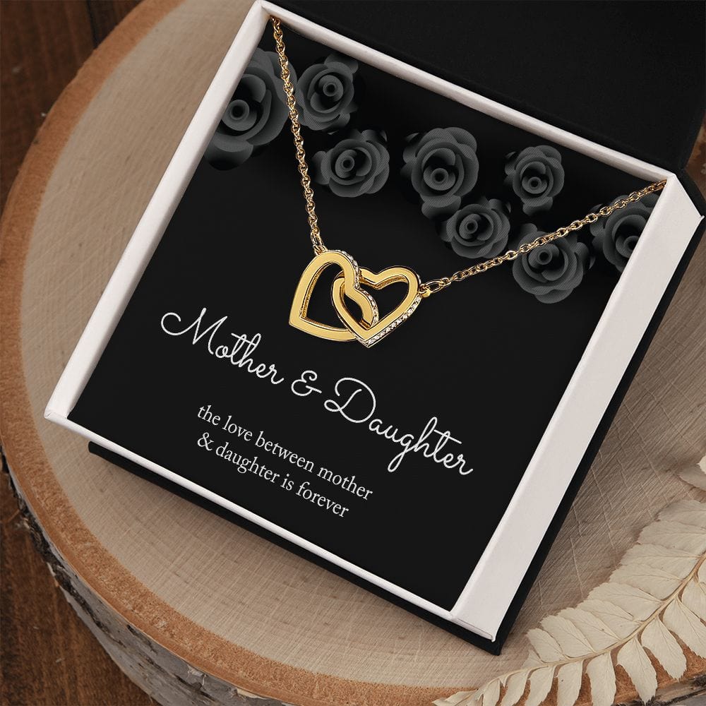 Gift For Daughter - The Love Between A Mother And A Daughter - Interlocked Hearts Necklace With Message Card - Mother Daughter Necklace Mom Necklace, Daughter Gift from Mom, Mothers Day Necklace, Mom and Daughter Necklace