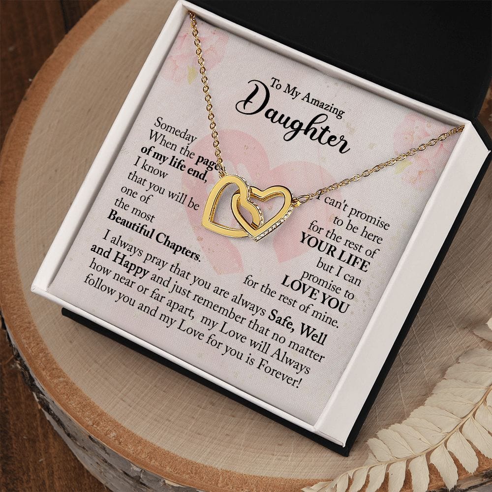 Gift For Daughter - Beautiful Chapter - Interlocking Hearts Necklace With Message Card - Gift For Birthday, Anniversary, Christmas From Dad, Father, Mom, Mother