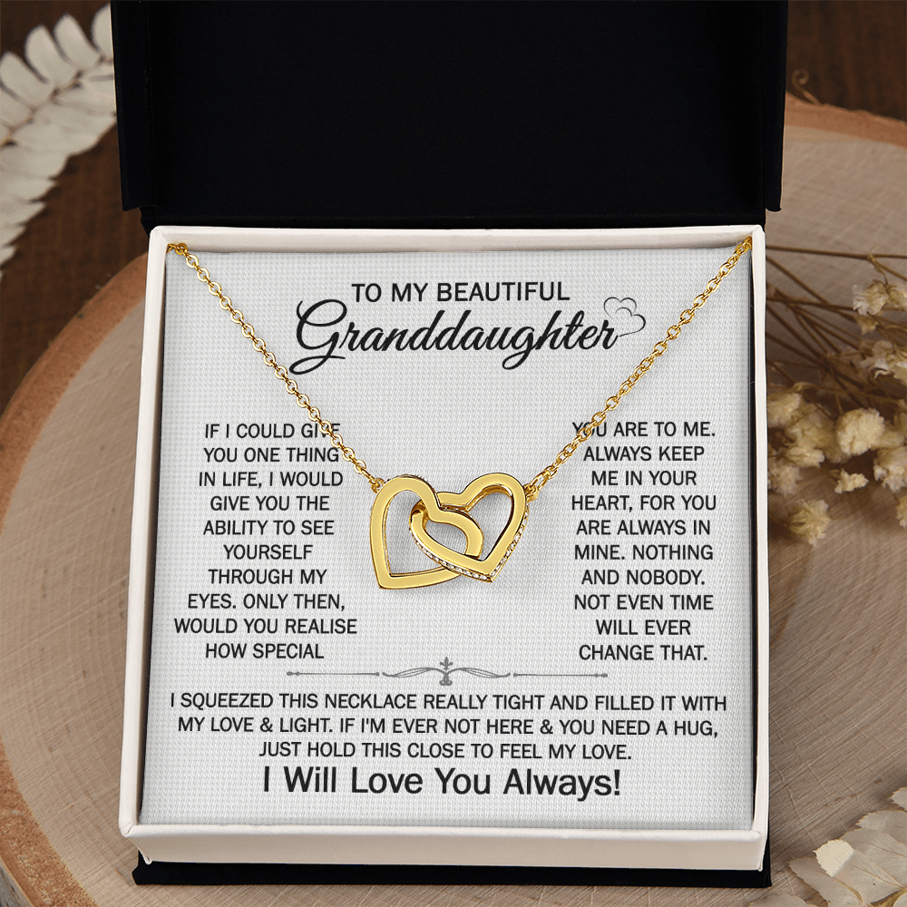 Gift For Granddaughter From Grandmother Grandfather - You Are Special - Interlocking Hearts Necklace With Message Card