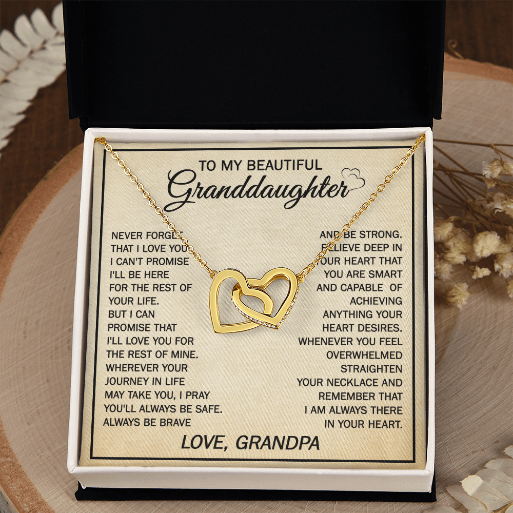 Gift For Granddaughter From Grandpa - Whenever You Feel Overwhelmed - Interlocking Hearts Necklace With Message Card
