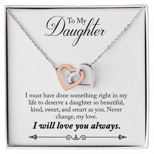 FREE SHIPPING Gift For Daughter - Something Right - Interlocking Hearts Necklace Message Card - Gift For Birthday, Christmas From Dad, Mom