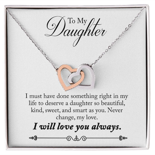 FREE SHIPPING Gift For Daughter - Something Right - Interlocking Hearts Necklace Message Card - Gift For Birthday, Christmas From Dad, Mom