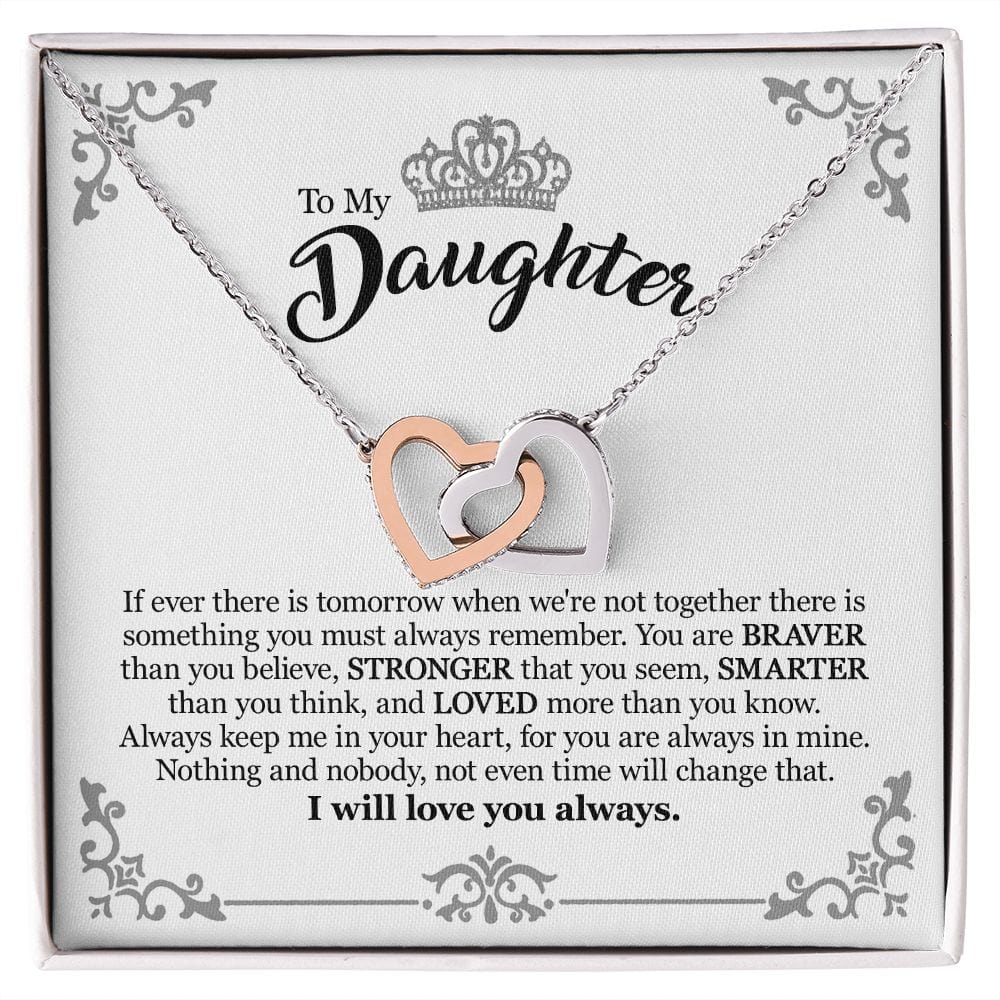 Gift For Daughter From Mom Dad - Keep Me In Your Heart - Interlocking Hearts Necklace With Message Card