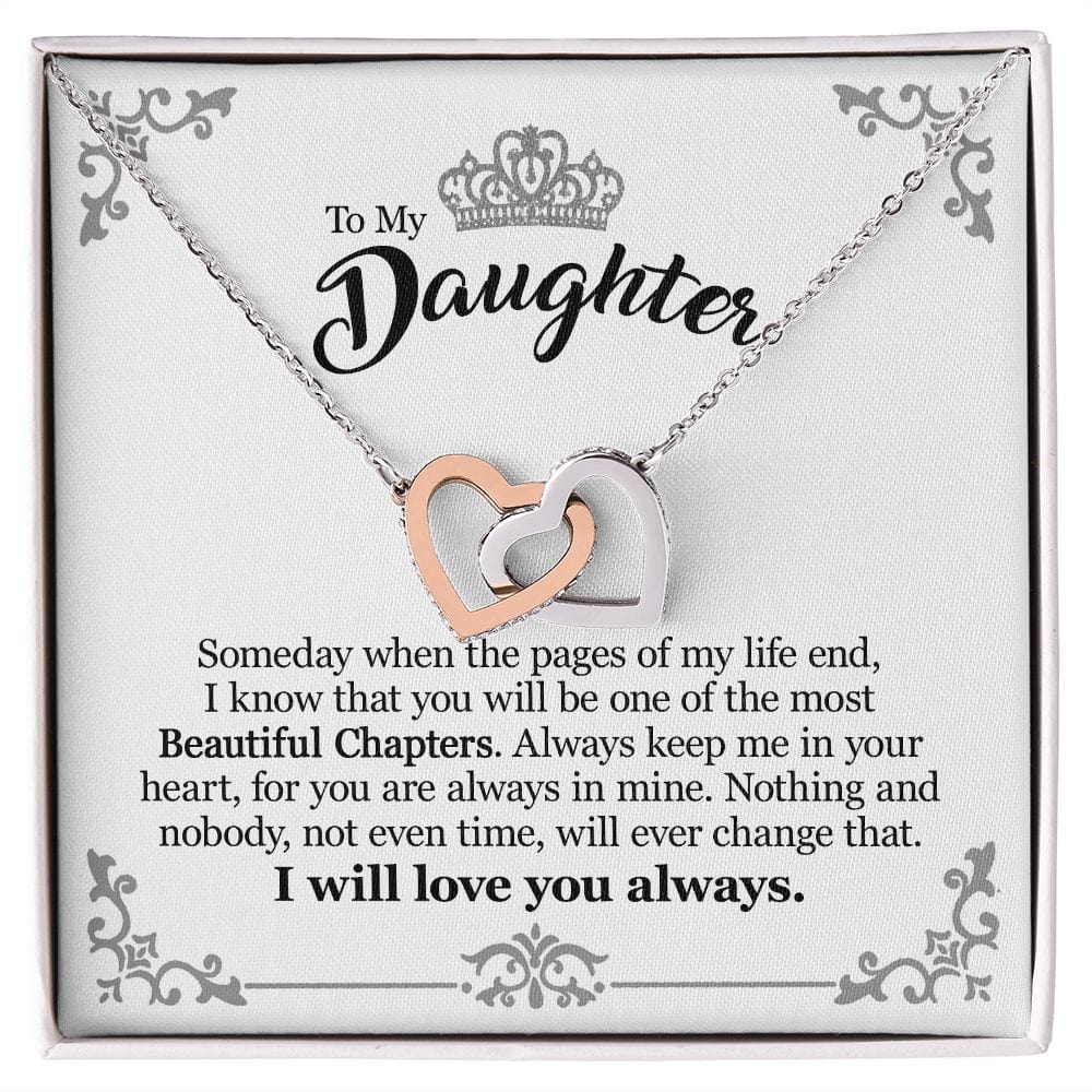 Gift For Daughter From Mom Dad - You Will Be Beautiful Chapter - Interlocking Hearts Necklace With Message Card