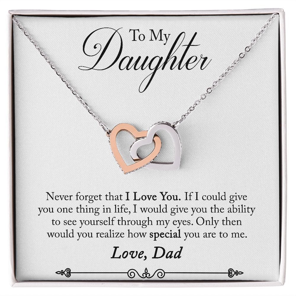 Gift For Daughter - One Thing - Interlocking Hearts Necklace Message Card - Gift For Birthday, Christmas From Dad, Mom