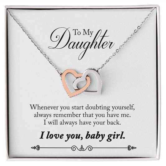 Gift For Daughter - When Doubting - Interlocking Hearts Necklace Message Card - Gift For Birthday, Christmas From Dad, Mom