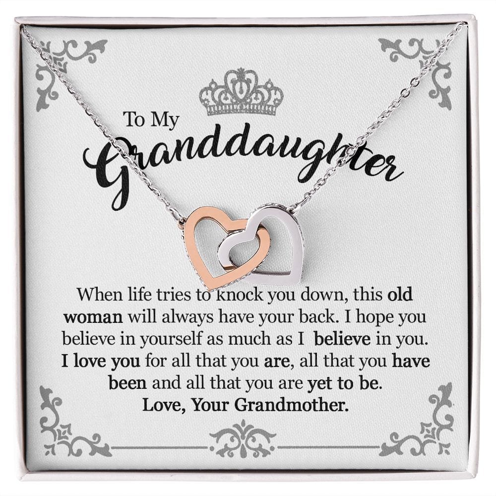 Gift For Granddaughter From Grandmother - When Life - Interlocking Hearts Necklace With Message Card