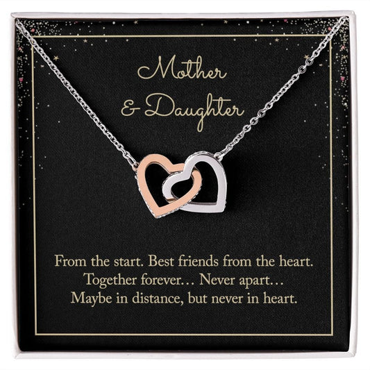 Gift For Daughter - From The Start - Interlocking Hearts Necklace With Message Card - Gift For Birthday, Anniversary, Christmas From Mom, Mother