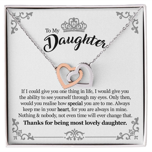 Gift For Daughter From Mom Dad - You Are Special - Interlocking Hearts Necklace With Message Card