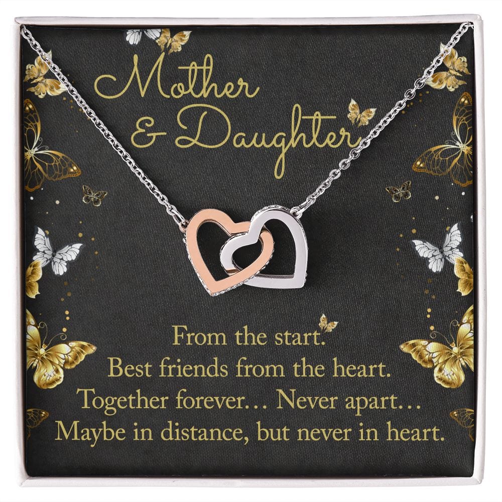 Gift For Daughter - From The Start - Interlocking Hearts Necklace With Message Card - Gift For Birthday, Anniversary, Christmas From Mom, Mother