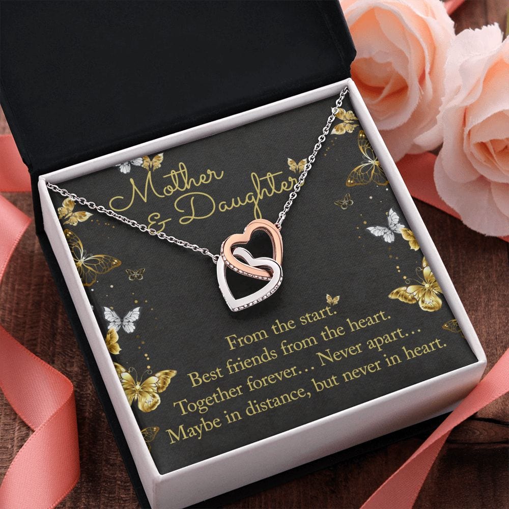 Gift For Daughter - From The Start - Interlocking Hearts Necklace With Message Card - Gift For Birthday, Anniversary, Christmas From Mom, Mother