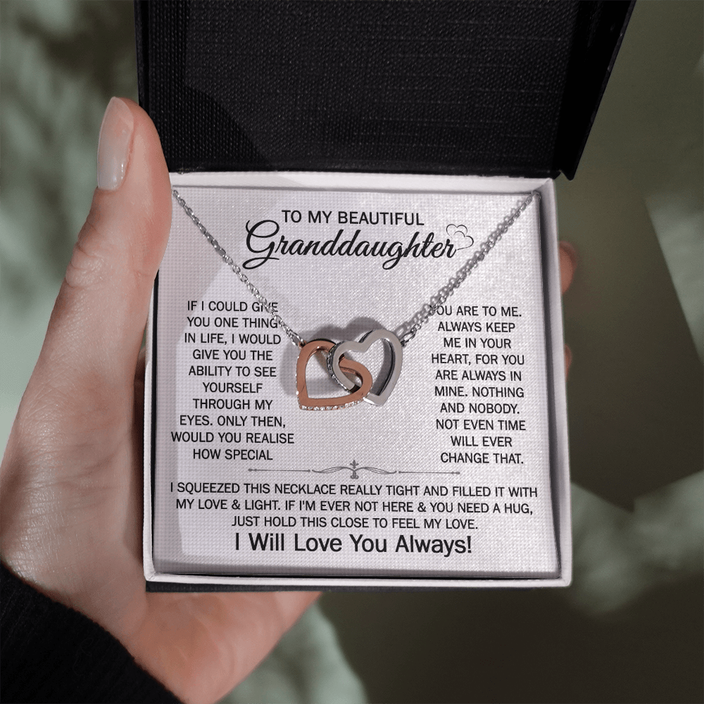 Gift For Granddaughter From Grandmother Grandfather - You Are Special - Interlocking Hearts Necklace With Message Card