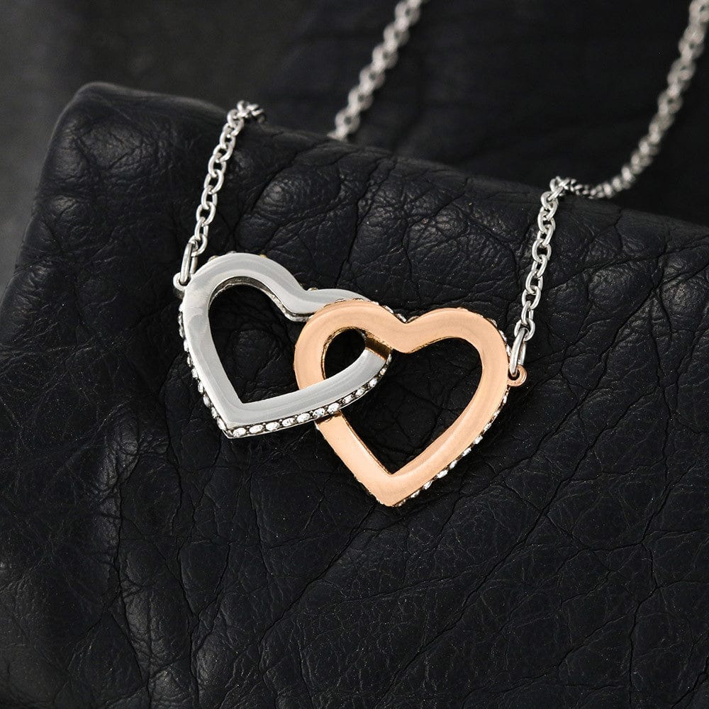 Gift For Daughter From Mom Dad - Give Yourself Time - Interlocking Hearts Necklace With Message Card