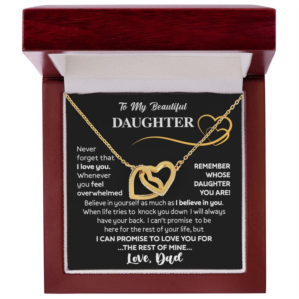 Gift For Daughter - Always Remember That I Love You - Interlocking Hearts Necklace With Message Card - Gift For Birthday, Christmas From Dad, Father, Daddy