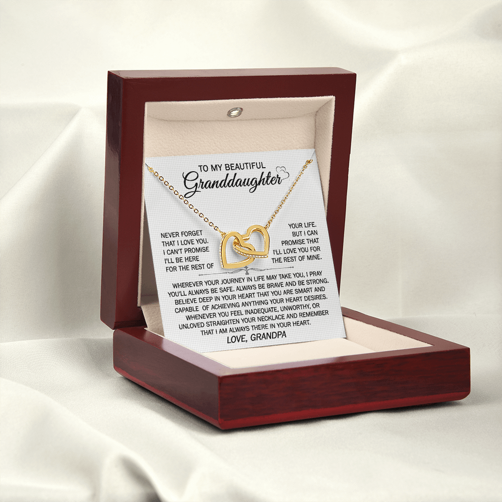 Gift For Granddaughter From Grandpa - Wherever Your Journey - Interlocking Hearts Necklace With Message Card
