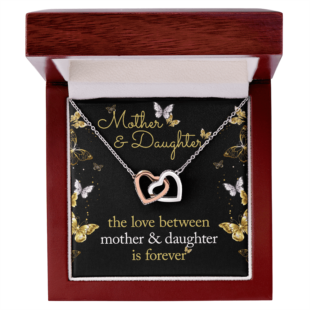 Gift For Daughter And Mother - The Love Between A Mother And A Daughter - Interlocked Hearts Necklace With Message Card - Mother Daughter Necklace Mom Necklace, Daughter Gift from Mom, Mothers Day Necklace, Mom and Daughter Necklace