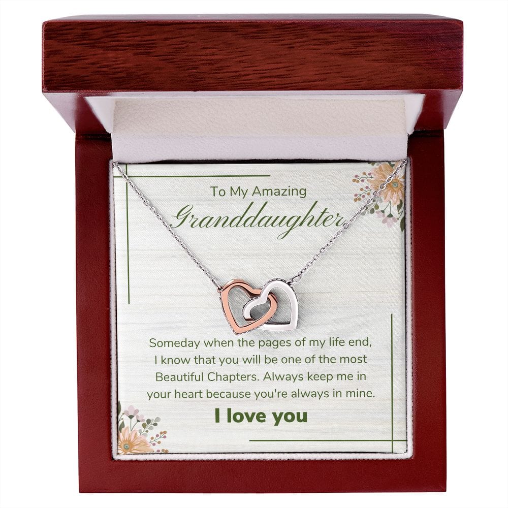 Gift For Granddaughter - Beautiful Chapter - Interlocking Hearts Necklace - Gift For Birthday, Anniversary, Christmas From Grandmother, Grandfather