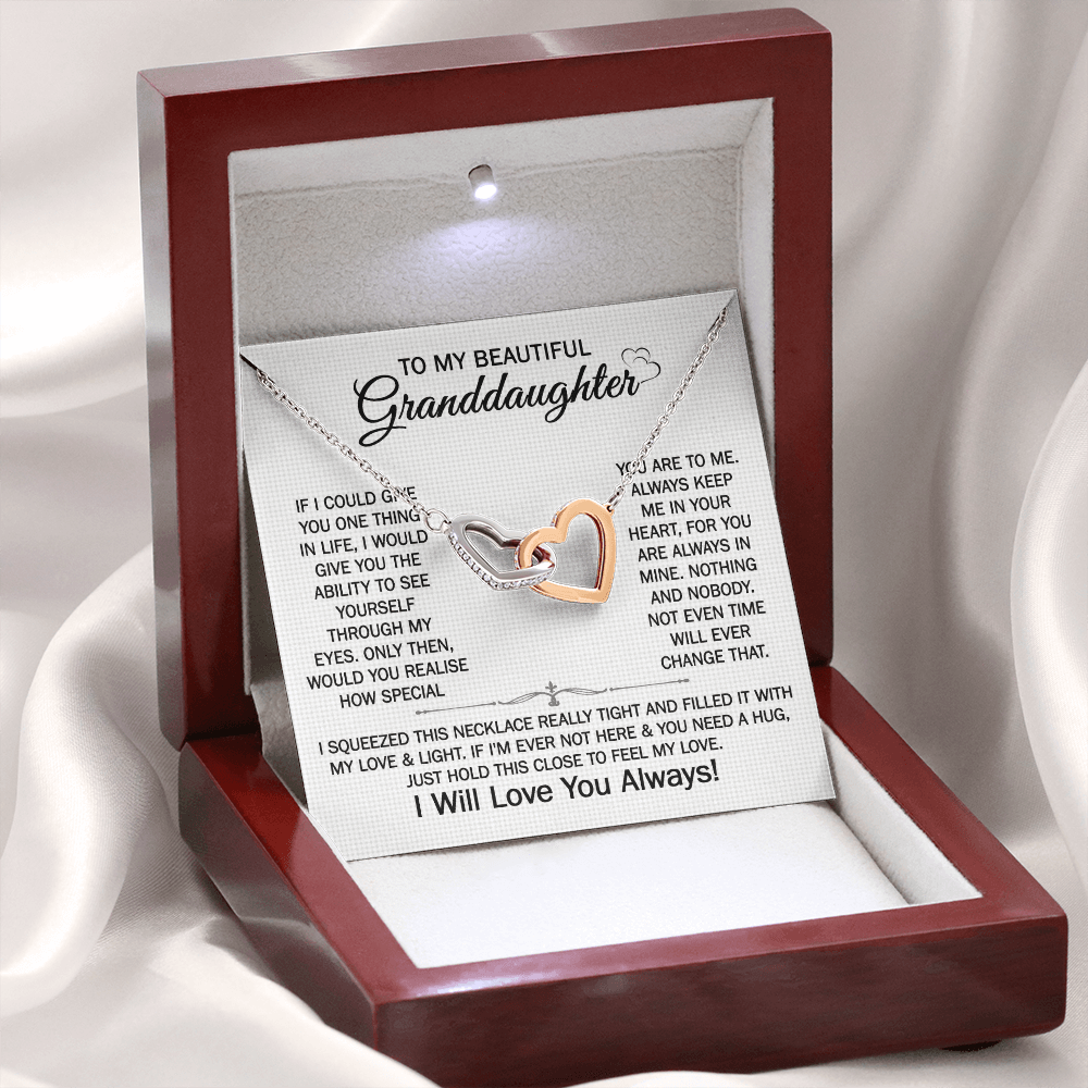 Gift For Granddaughter From Grandmother Grandfather - You Are Special - Interlocking Hearts Necklace With Message Card