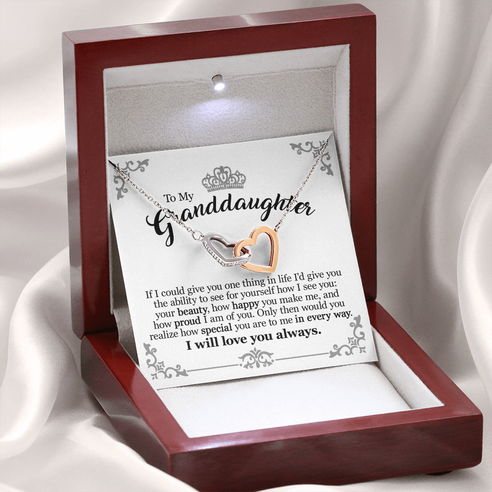 Gift For Granddaughter From Grandmother Grandfather - You Are Beauty - Interlocking Hearts Necklace With Message Card