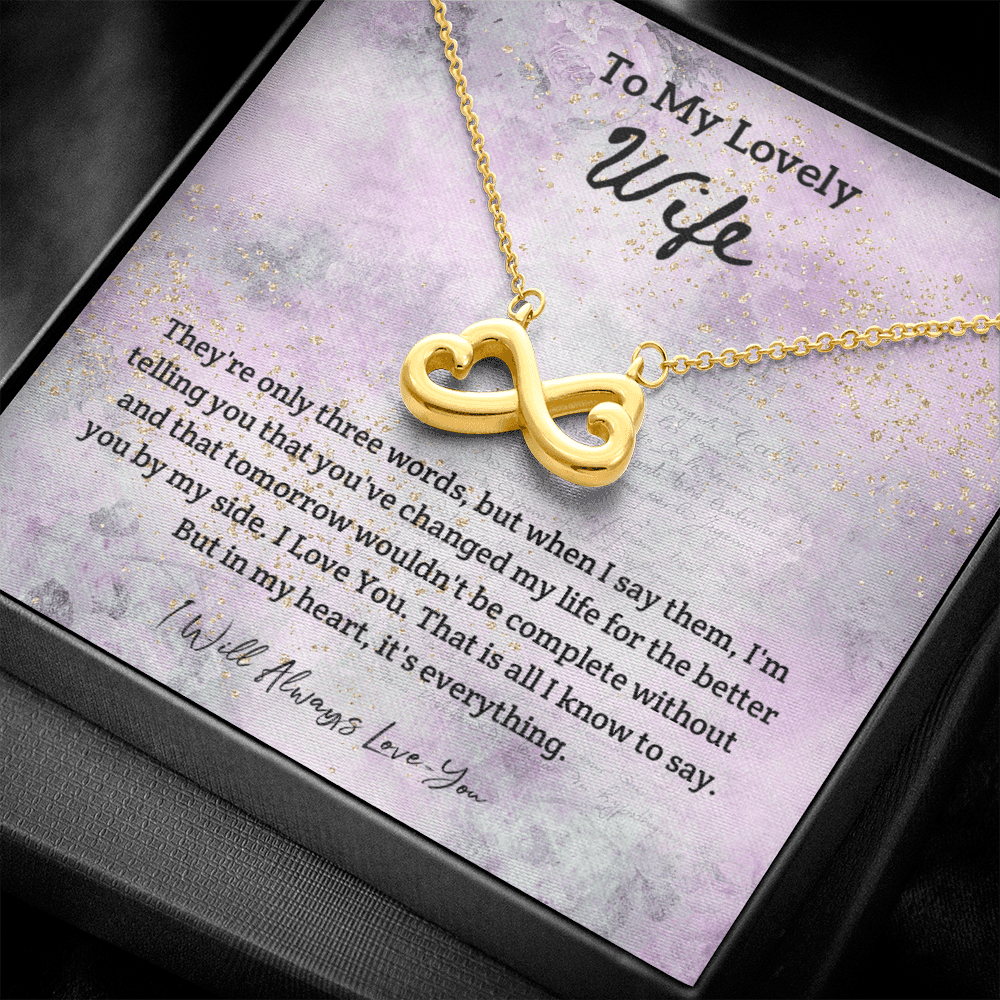 They're Only Three Words - Infinity Hearts Necklace Message Card