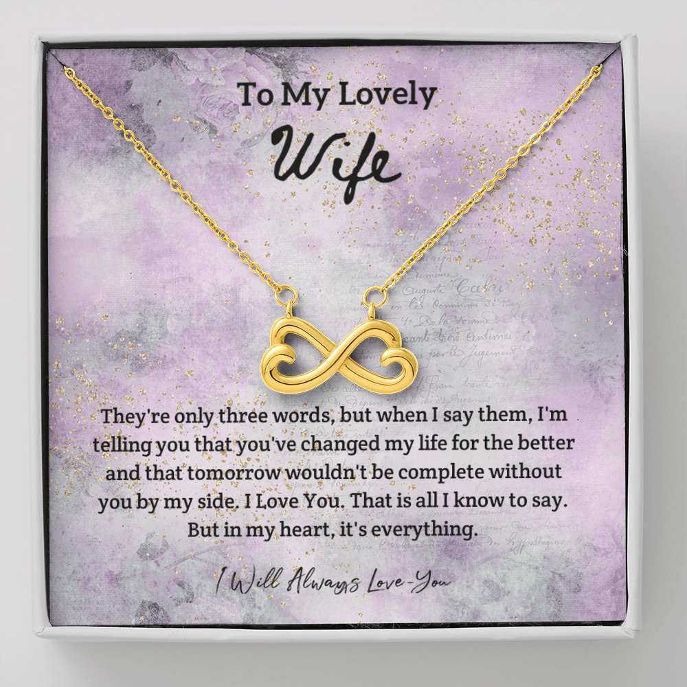They're Only Three Words - Infinity Hearts Necklace Message Card