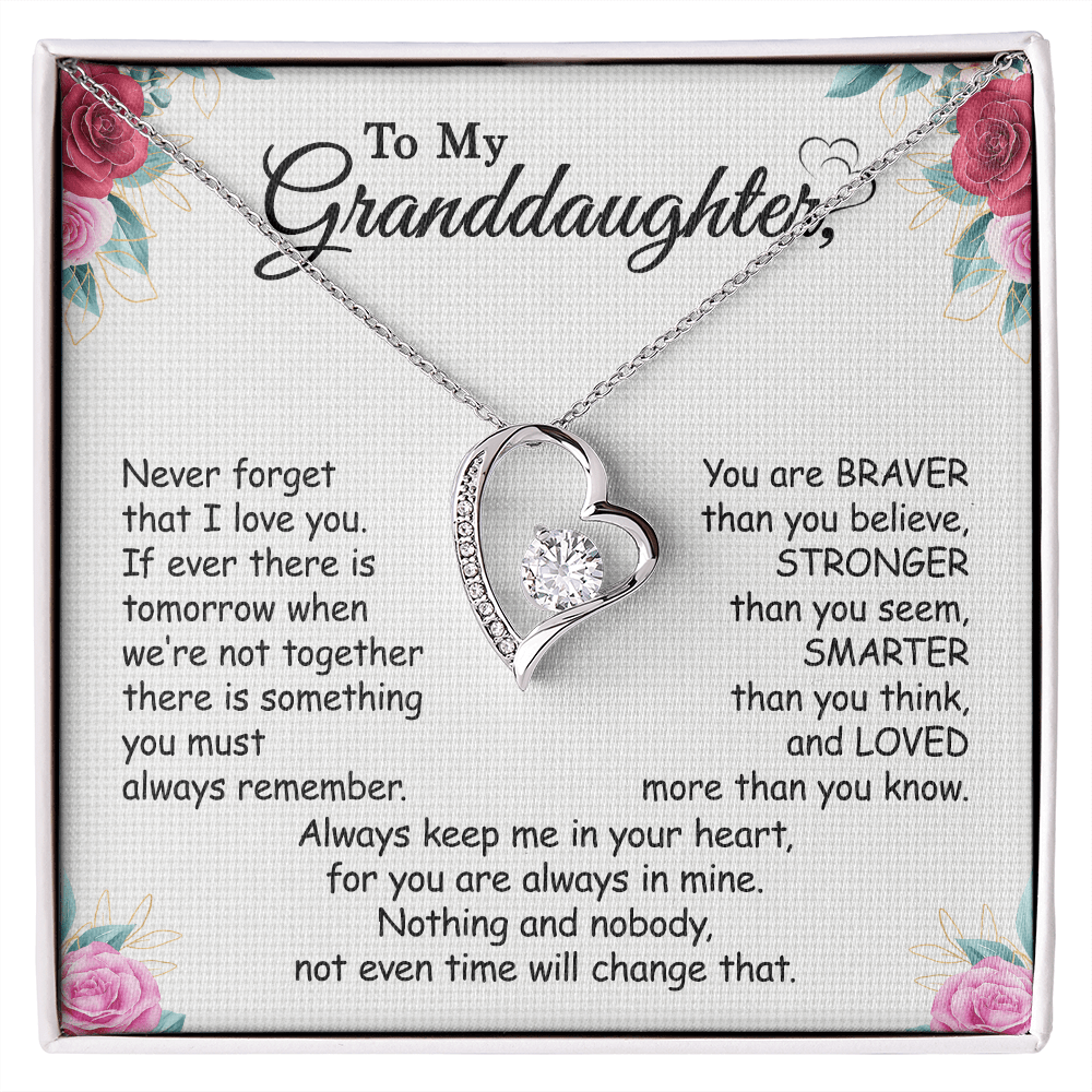 Gift For Granddaughter - Keep Me In Your Heart - Forever Love Necklace With Message Card - Gift For Birthday From Grandmother, Grandfather