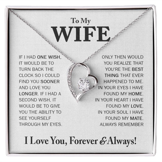 Gift For Wife - One Wish - Forever Love Necklace With Message Card - Gift For Birthday, Christmas From Husband