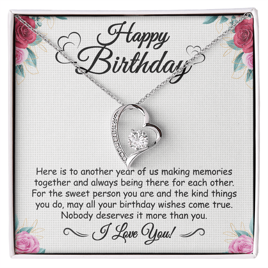Birthday Gift - Another Year - Forever Love Necklace With Message Card - Birthday Gift For Mom, Wife, Daughter, Son, Husband